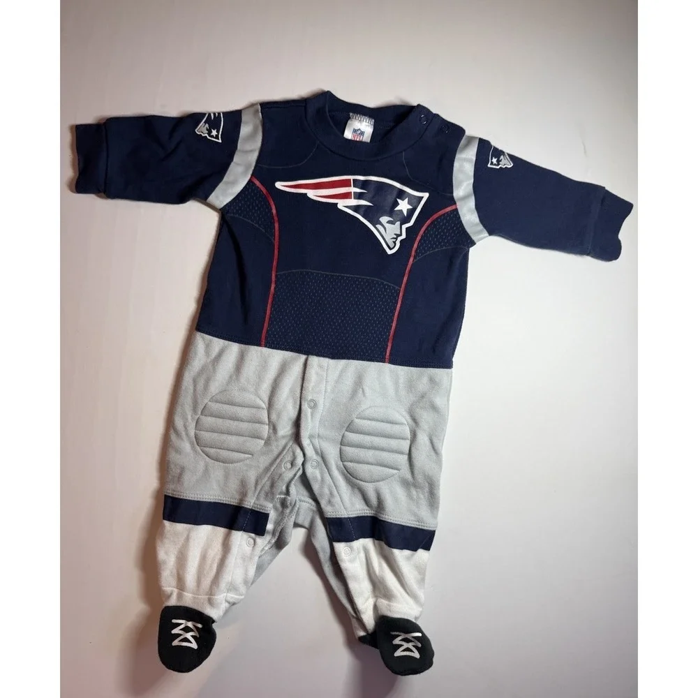 New England Patriots Baby Toddler Footysuit, NFL Gerber Infant Kids Wear